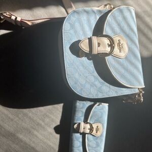Coach Light Blue Crossbody Bag and Wallet